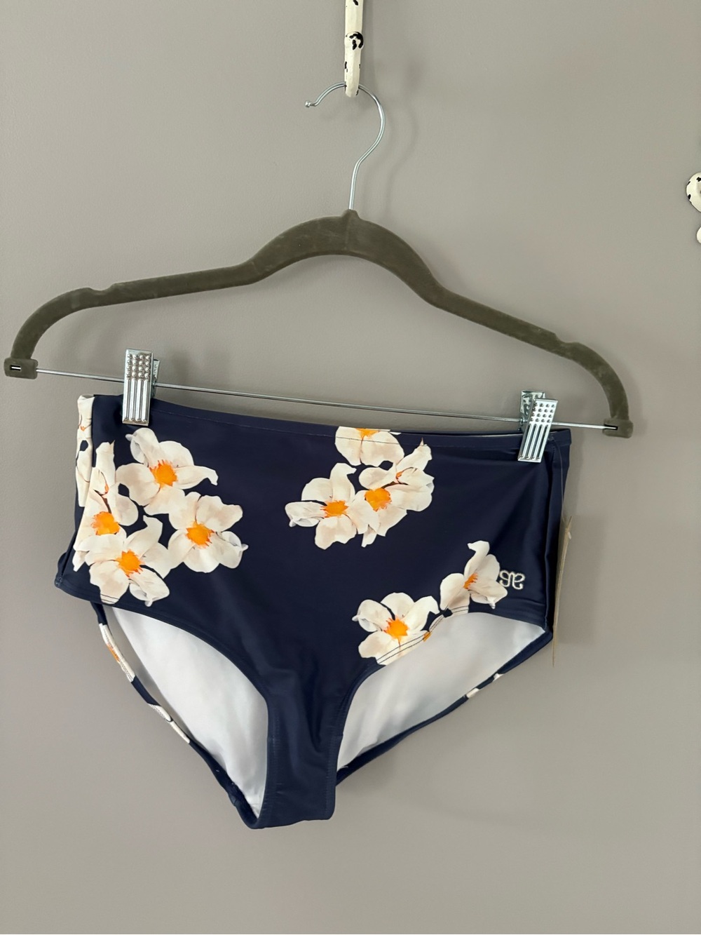 Albion Navy Floral High-Waist Bikini Bottoms